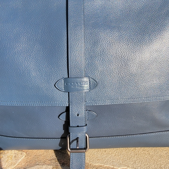 Coach Hudson Navy Blue Leather Messenger Bag With Adjustable Strap - Picture 13 of 16